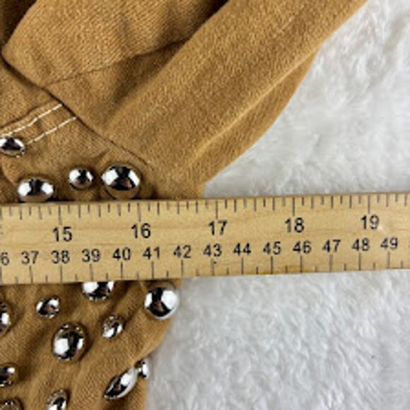 Studded Denim Jacket 1970's Vintage Brown Snap Button NO TAG Pictured Meas. - Picture 5 of 8